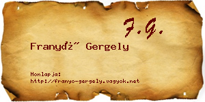 Franyó Gergely névjegykártya